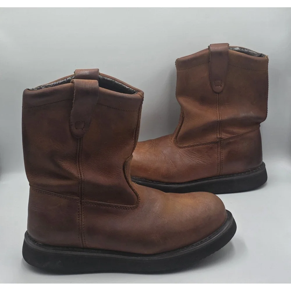 Brahma Hutch II Leather Steel Toe Work Boots Mid Calf Brown Mens 8.5 Wide Safety